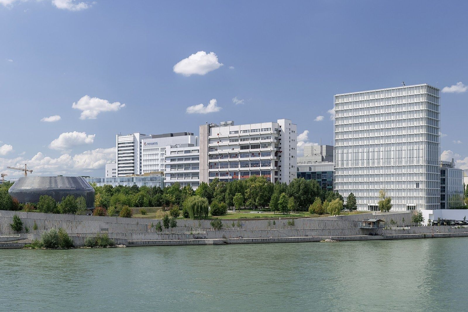 Novartis: Campus buildings seen across the Rhine