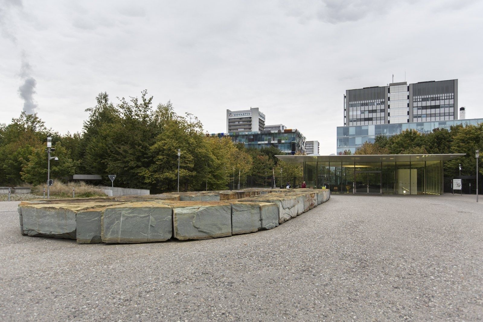 Novartis: Campus entrance square with buildings behind