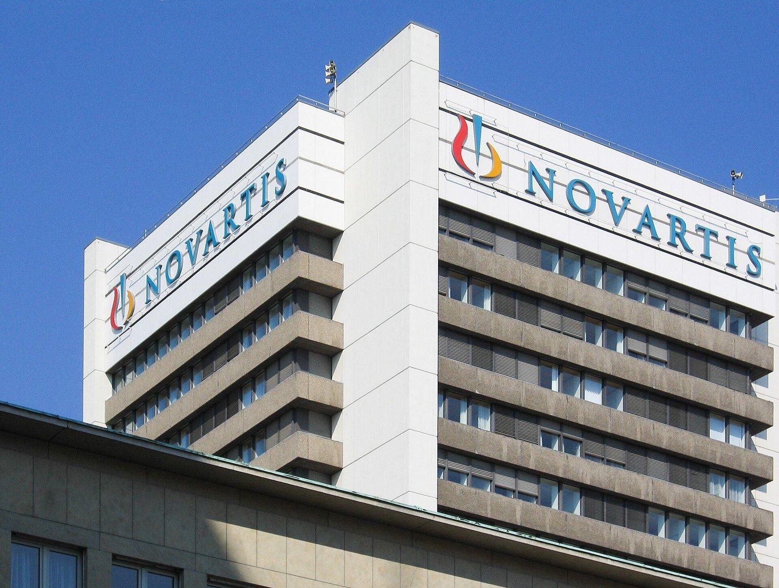 Office tower with the Novartis logo