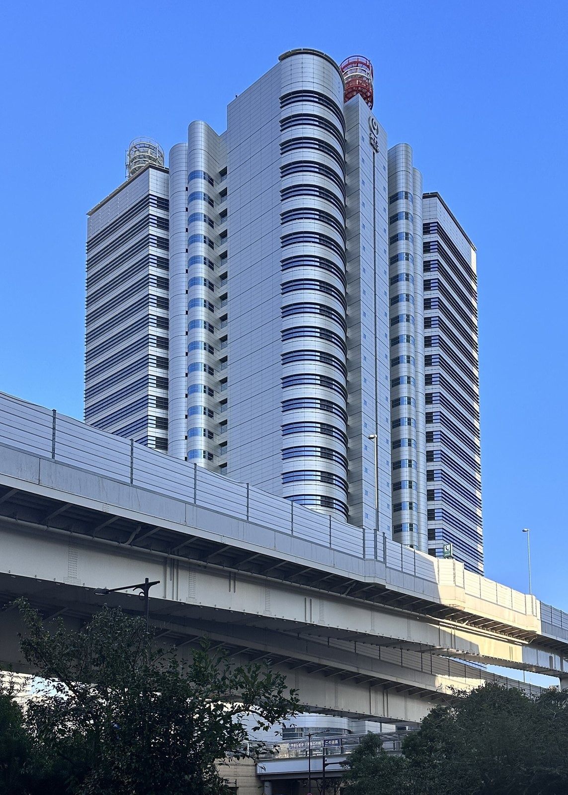 Tall curved tower with a rounded top