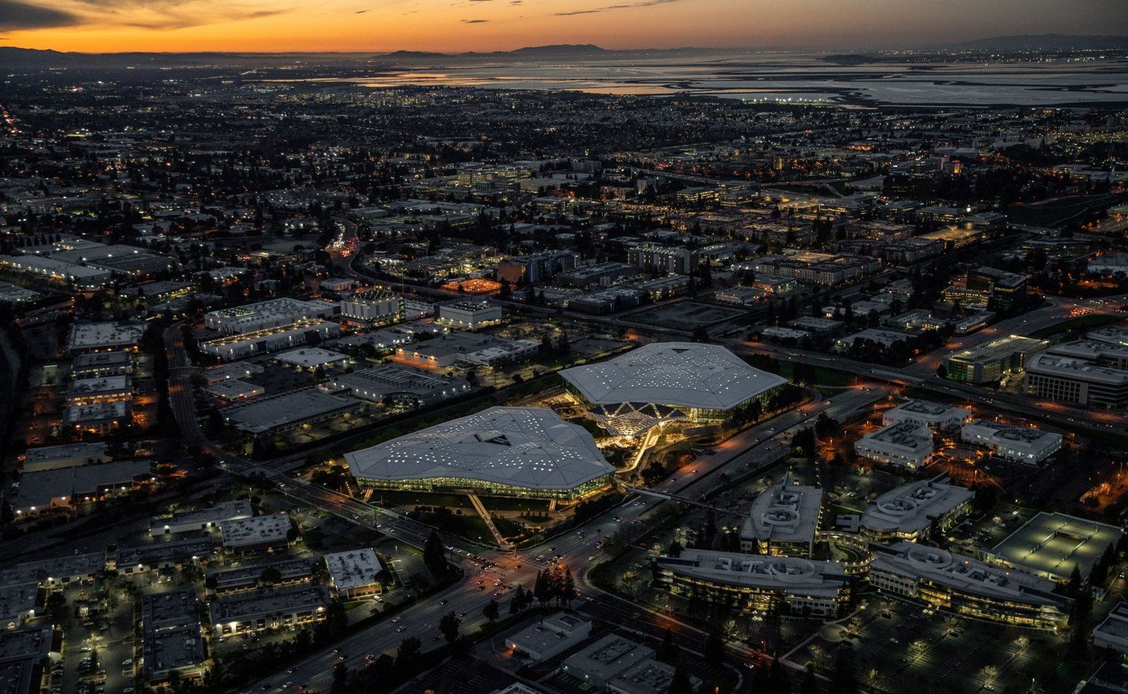 Endeavor and Voyager glowing at night from the air