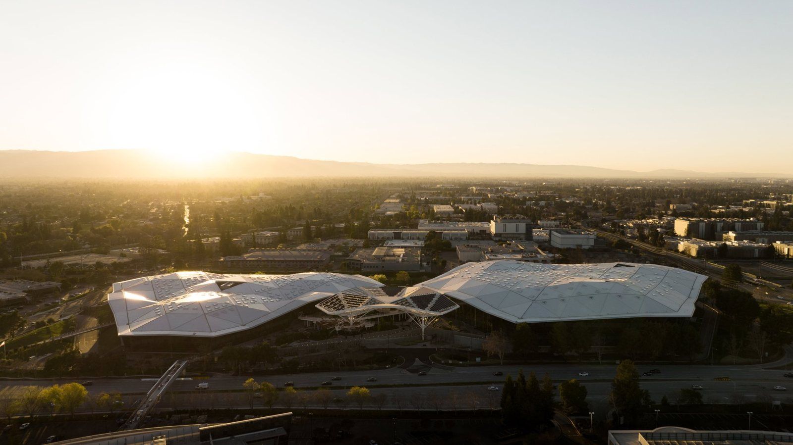 Endeavor and Voyager from the air at sunrise