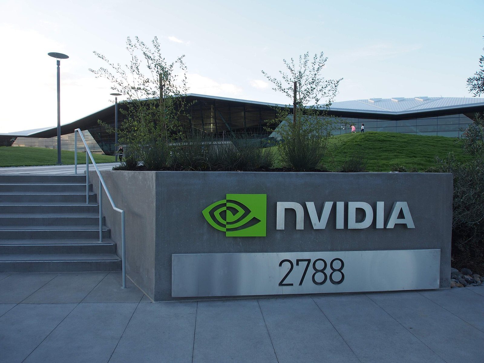 Concrete sign wall with the NVIDIA logo and 2788