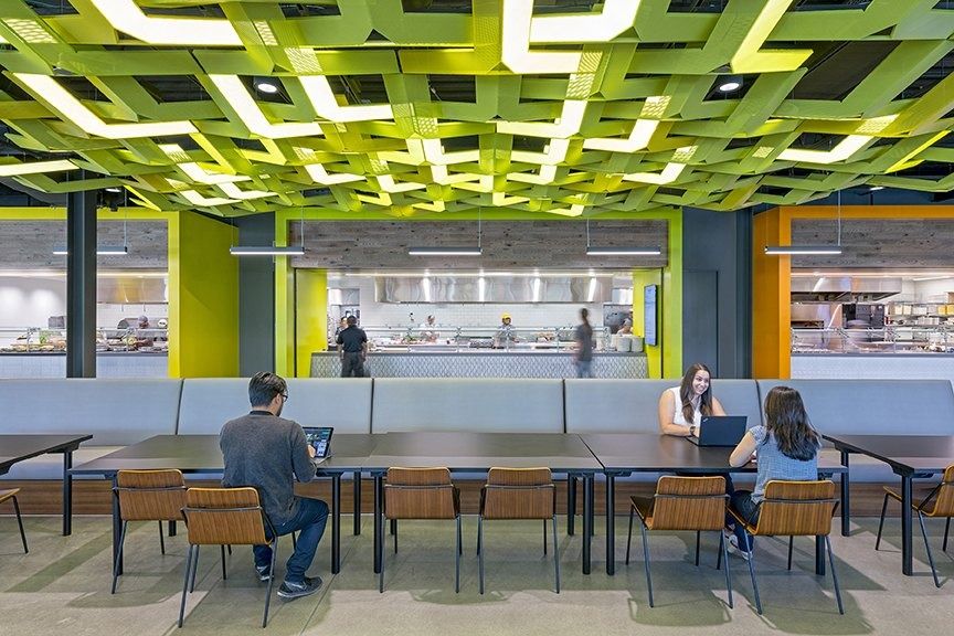 Palo Alto Networks: A café with a green lattice ceiling