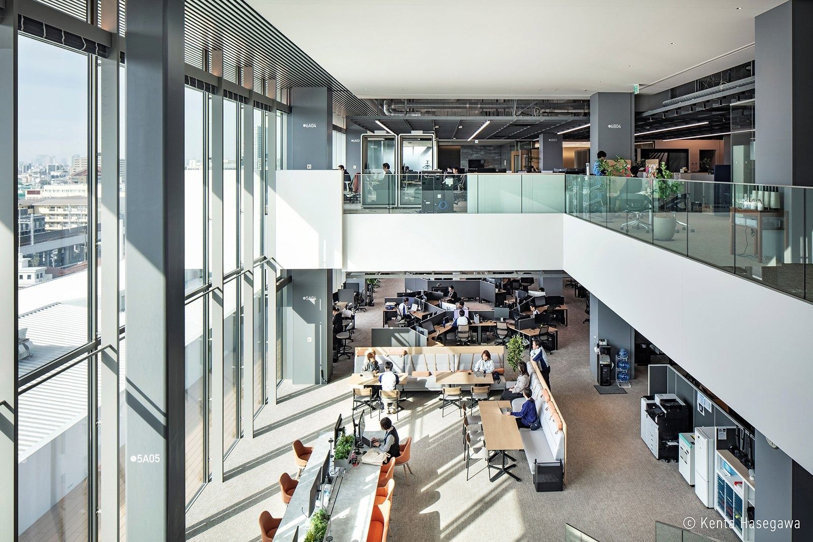 Panasonic: Multi-storey void with desks on several levels