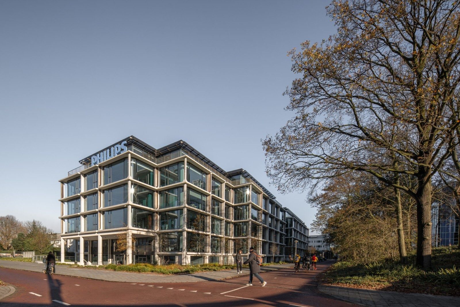 Philips: Building on a tree-lined corner