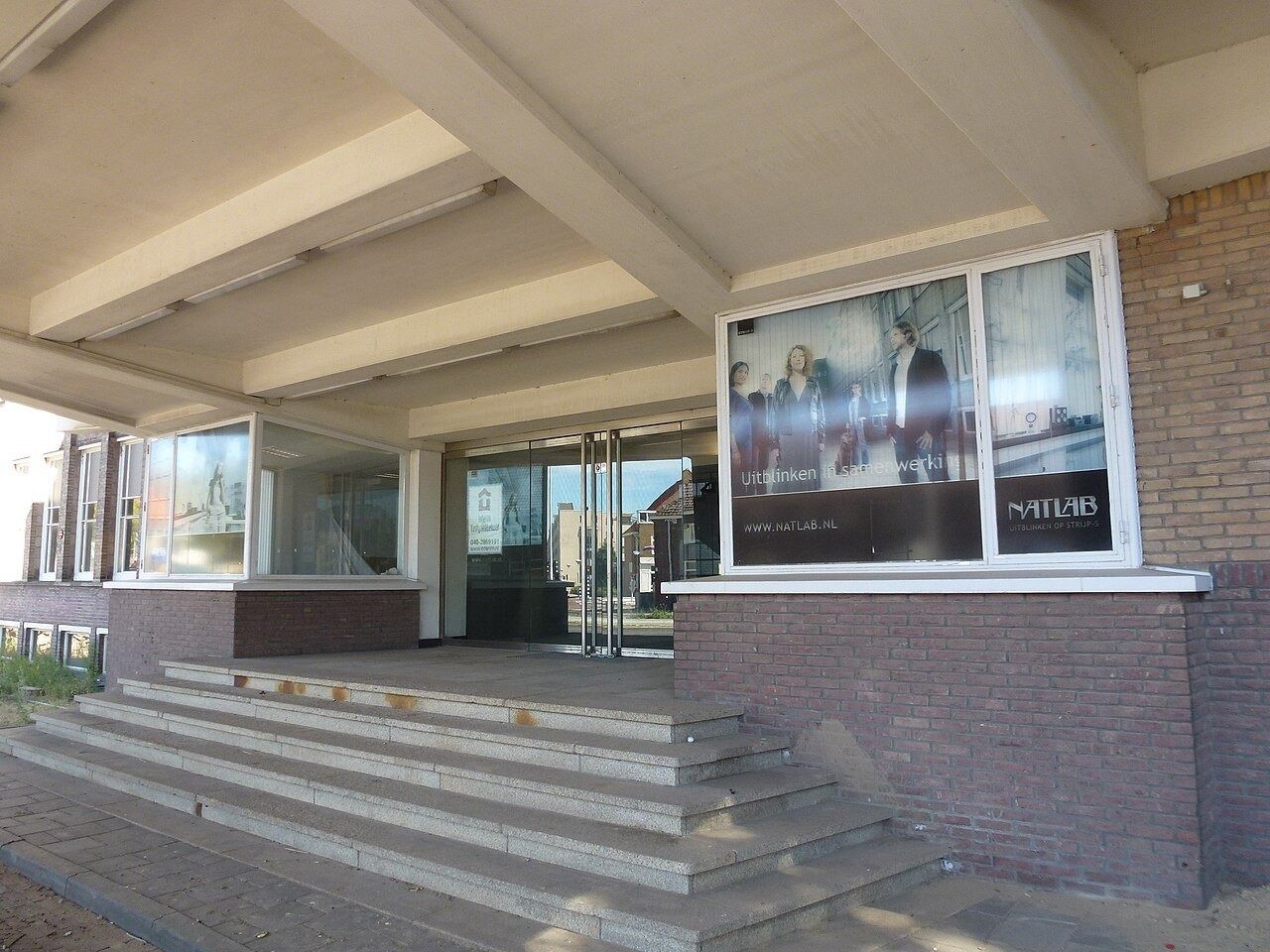 Entrance of a brick laboratory building