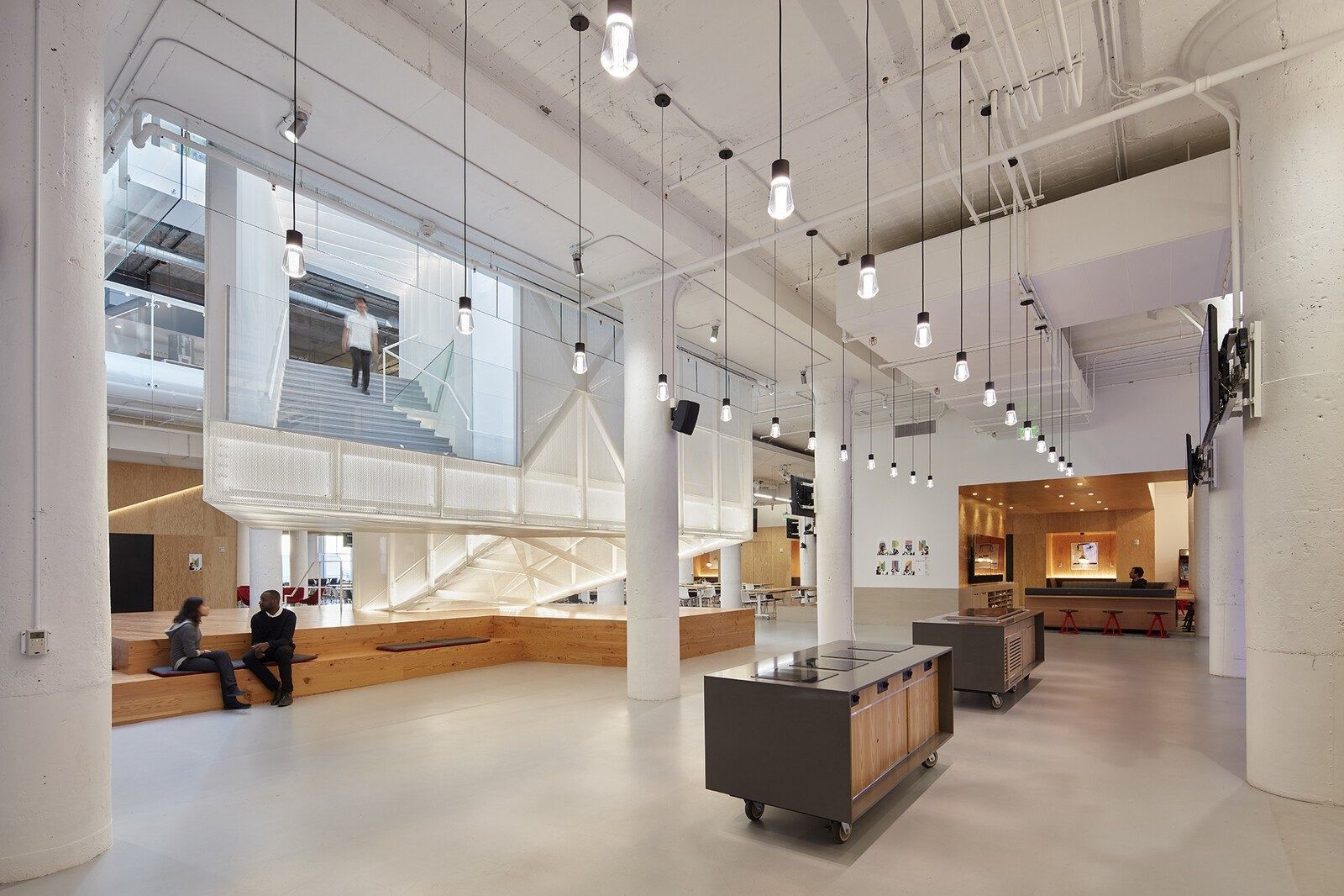 Pinterest: A kitchen hall with pendant lights