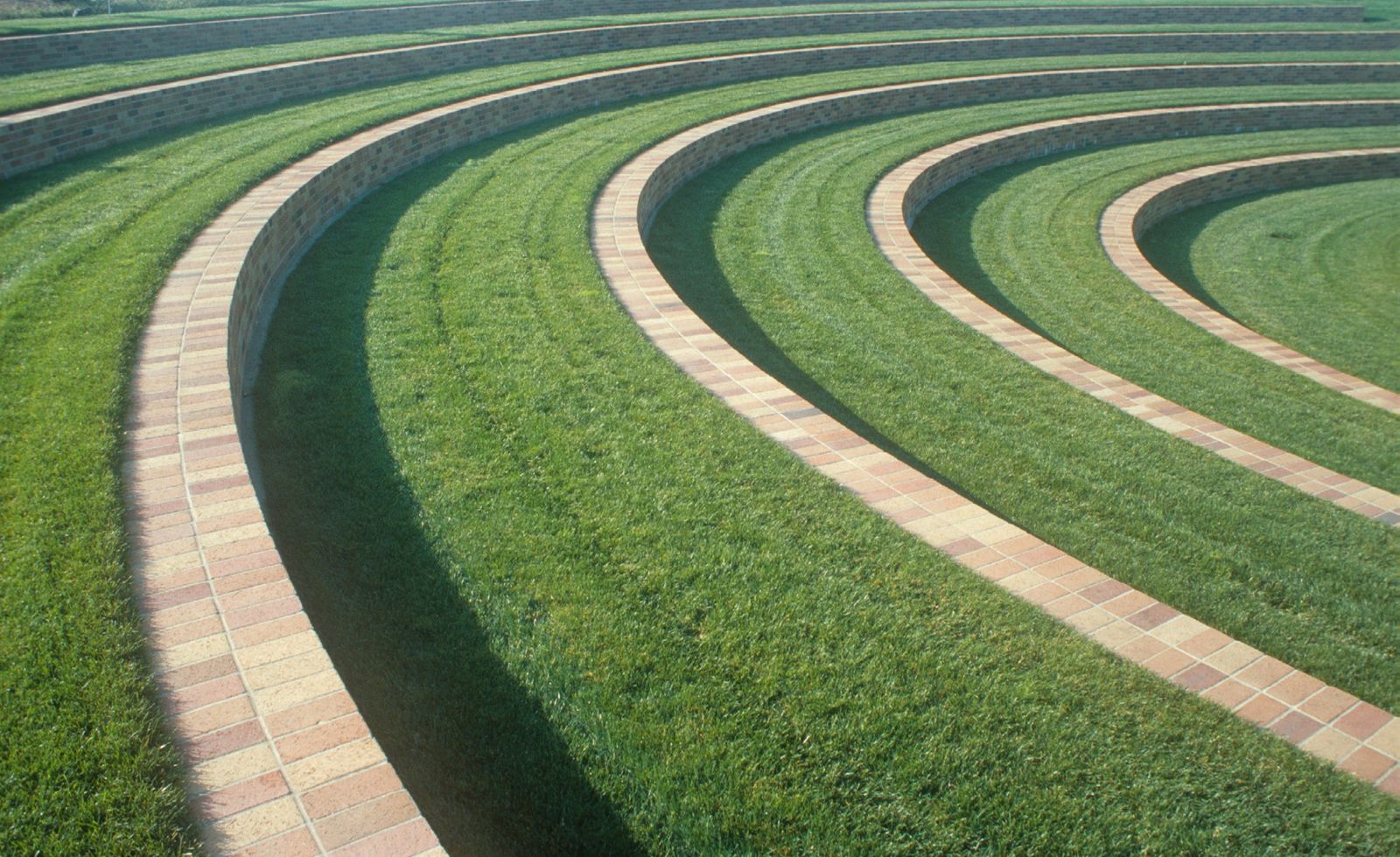 Pixar Animation Studios: Curving grass terraces edged in stone