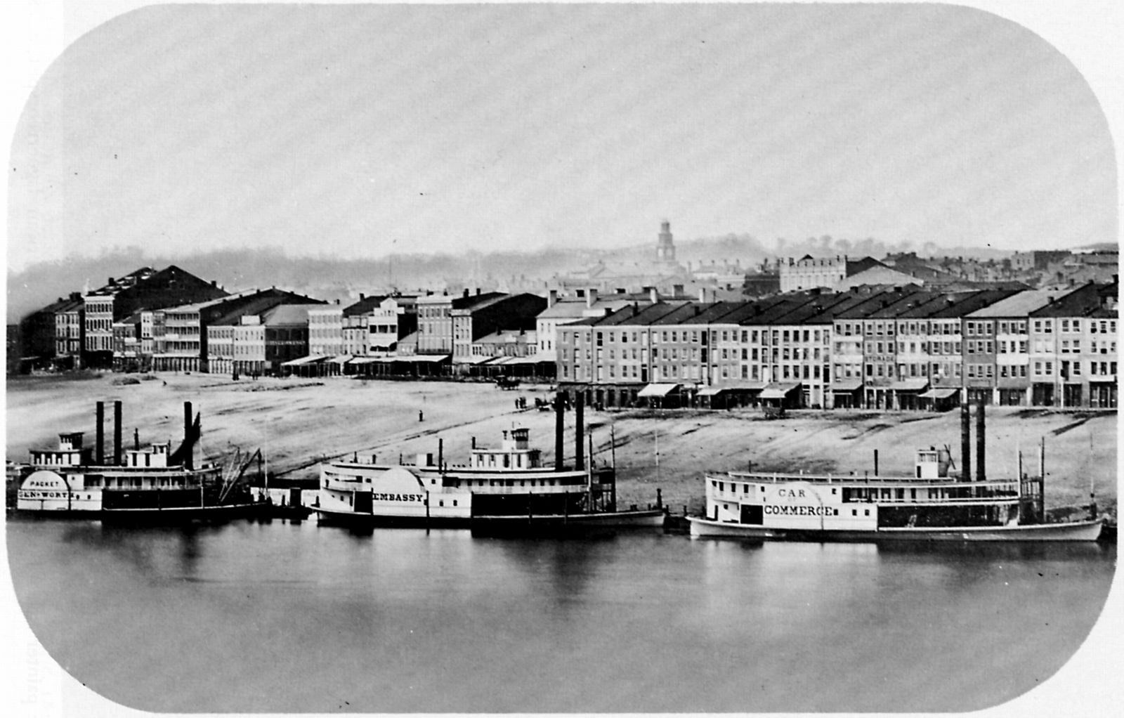 Daguerreotype of steamboats on the Cincinnati waterfront