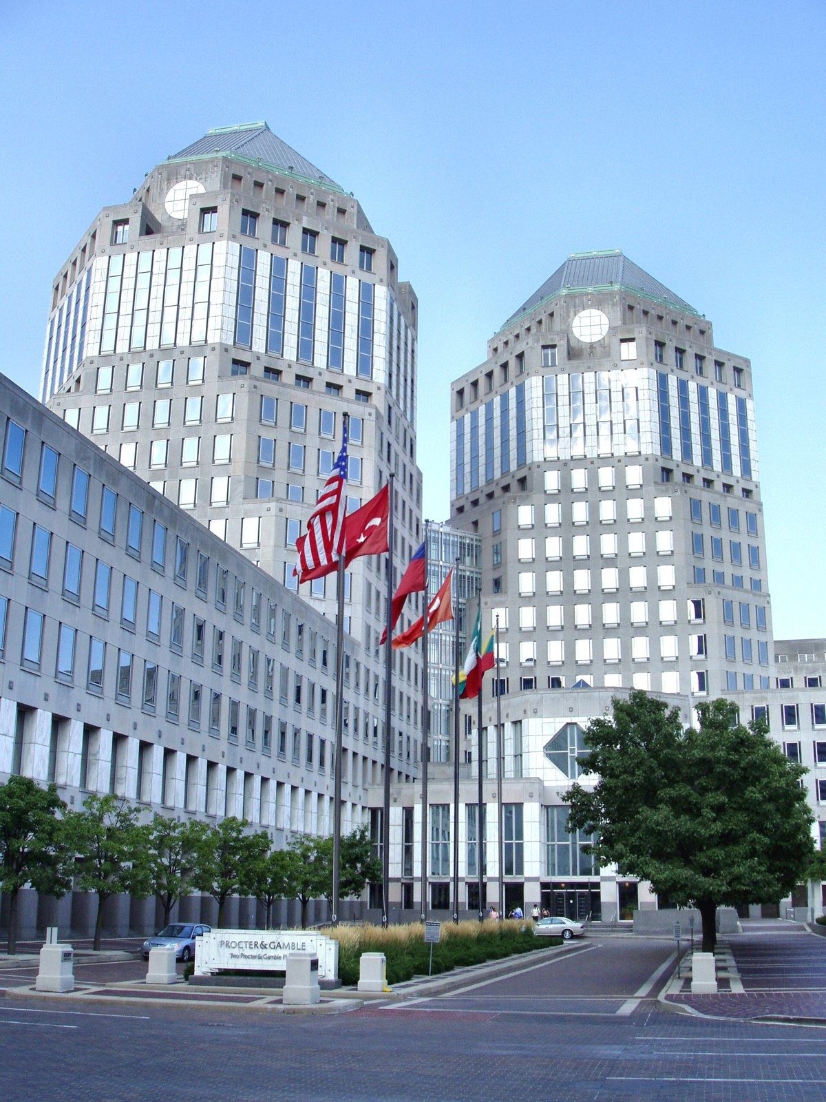 Procter & Gamble: The towers with flags