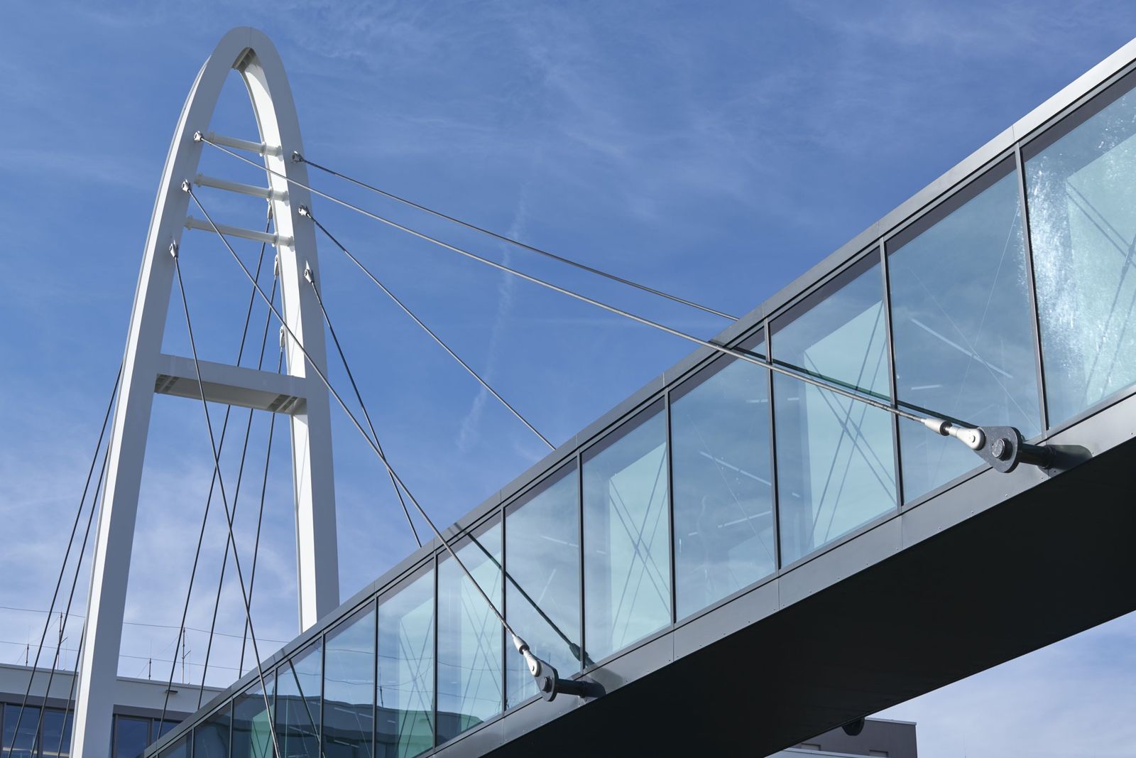PUMA: The arched pylon and the glass bridge from below
