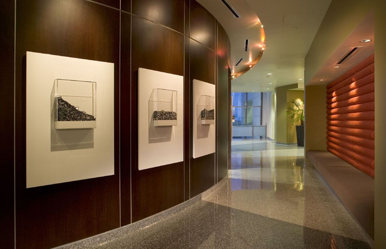 Qualcomm: Art on a curved wood wall