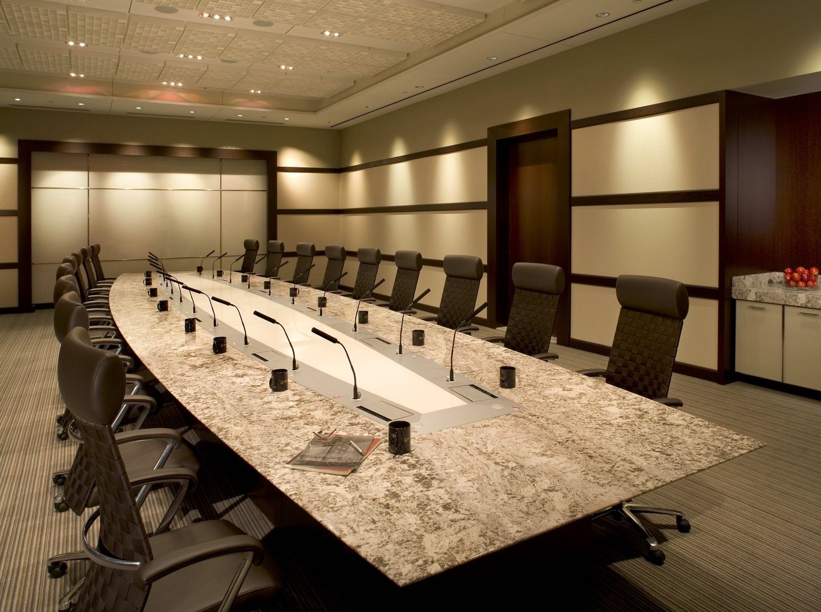 Qualcomm: Boardroom for 24 with a stone table