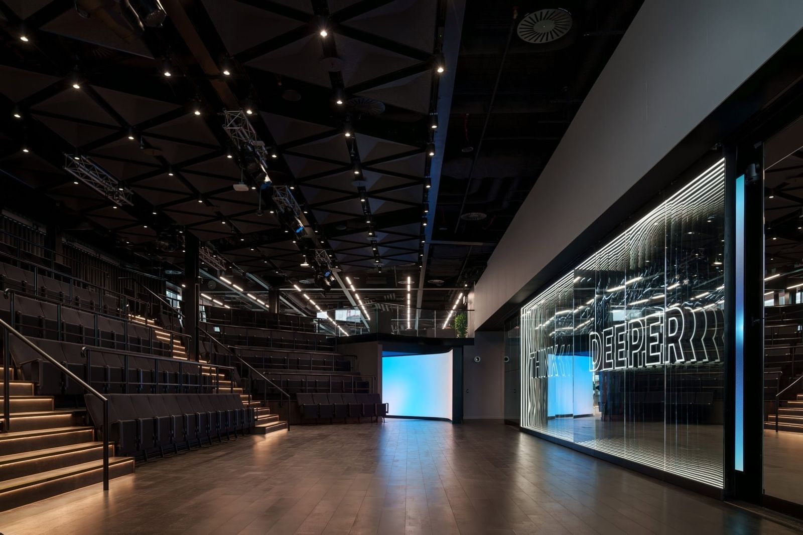 Revolut: Auditorium with tiered seating and a screen