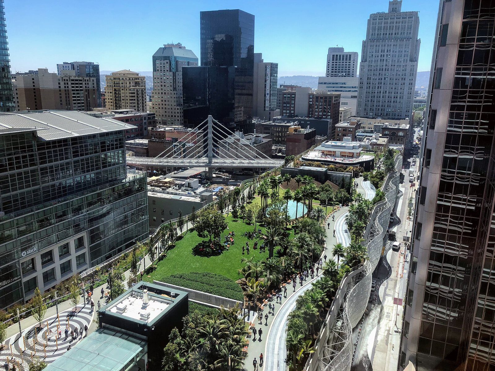 Salesforce: Rooftop park seen from above