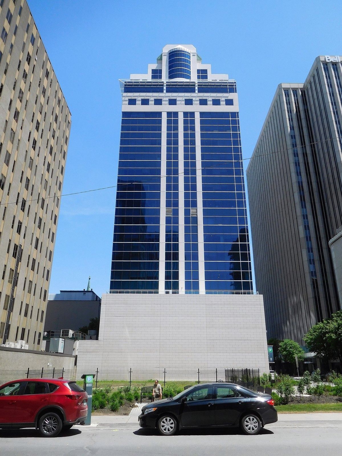 Performance Court, a blue glass tower at 150 Elgin Street, Ottawa