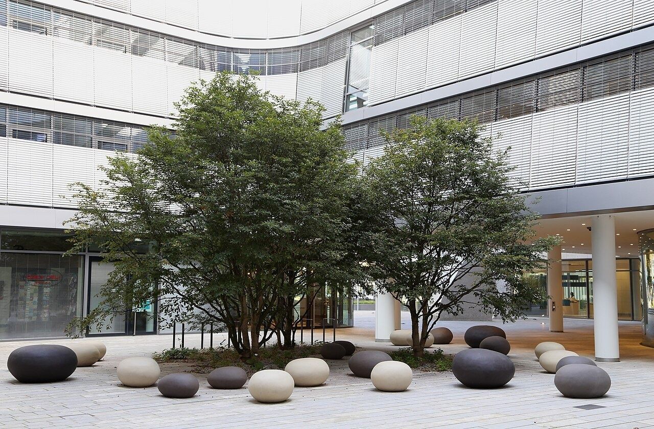 Siemens: Courtyard trees and stones