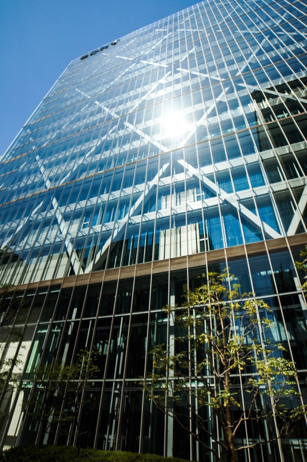 Sony Group: Facade detail in sunlight