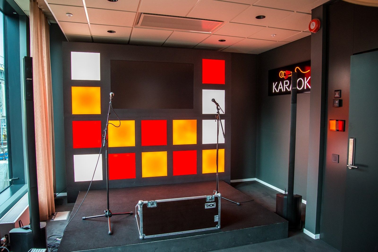 Spotify: A karaoke stage with colored light panels