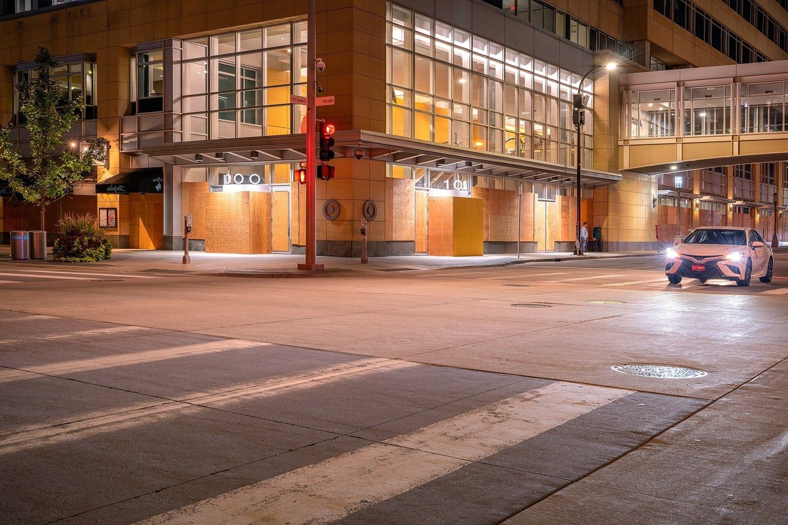 Target: Target headquarters building at a downtown corner at night