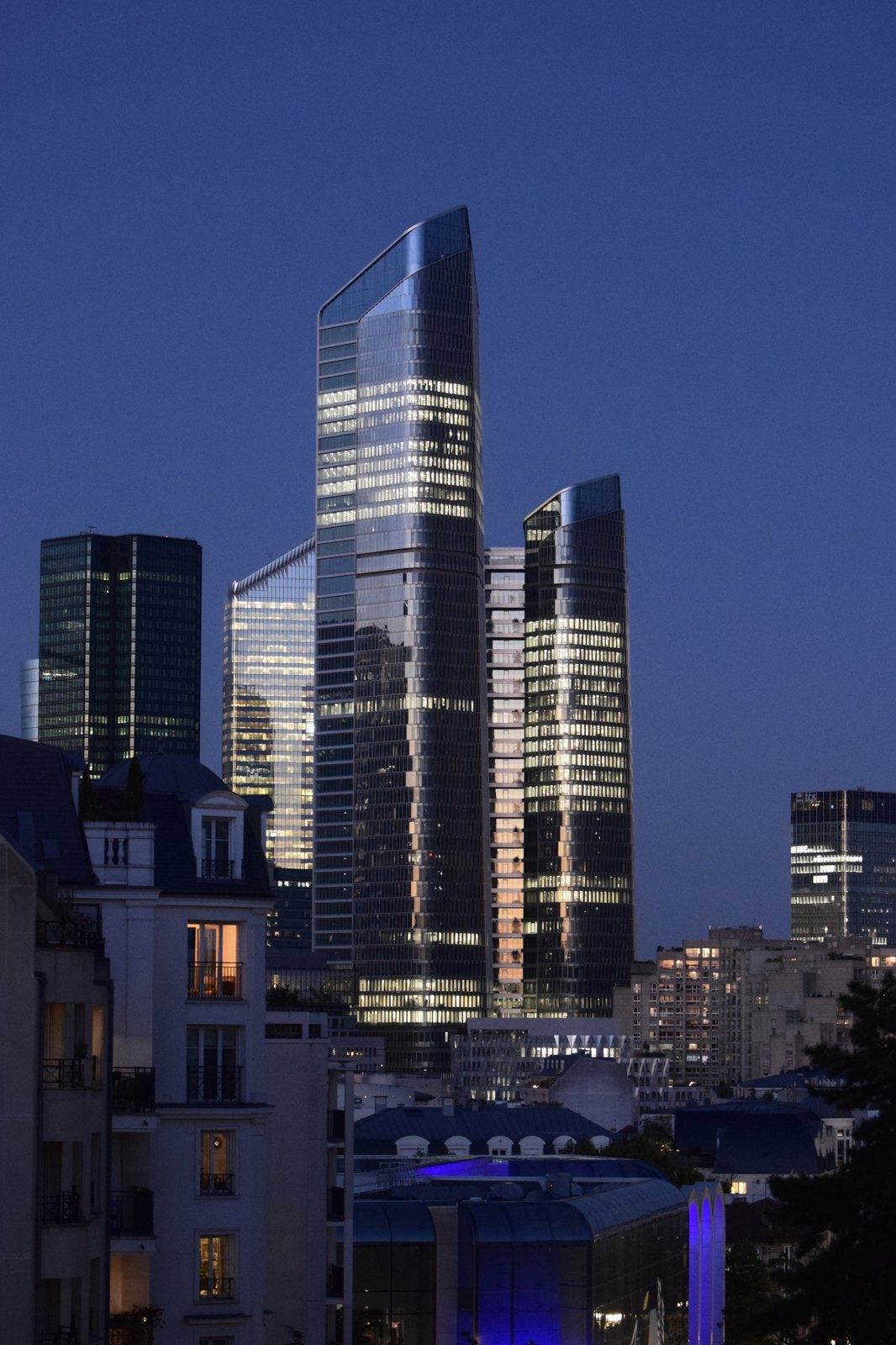 TotalEnergies: Lit towers at night