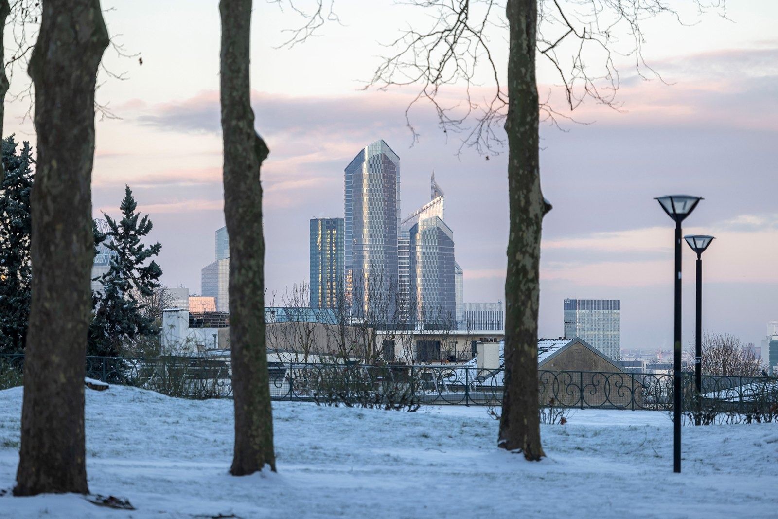 TotalEnergies: Skyline seen through snowy trees