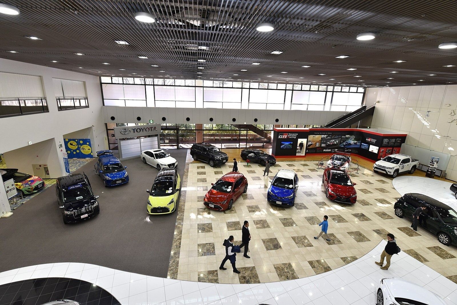 Toyota Motor Corporation: The Toyota Kaikan showroom floor with cars