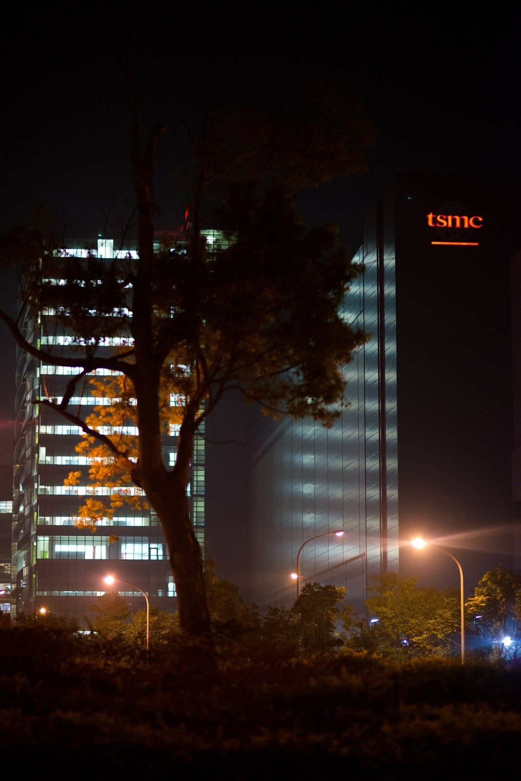 TSMC: TSMC fabs at night, 2014