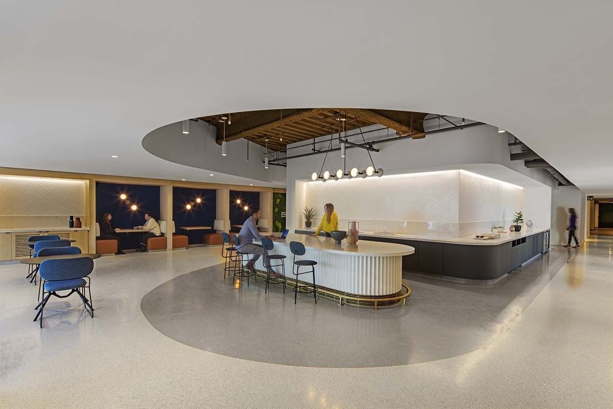 Uber: A coffee bar with round stools