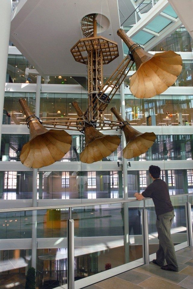 Unilever: Brass lamp sculpture in the atrium