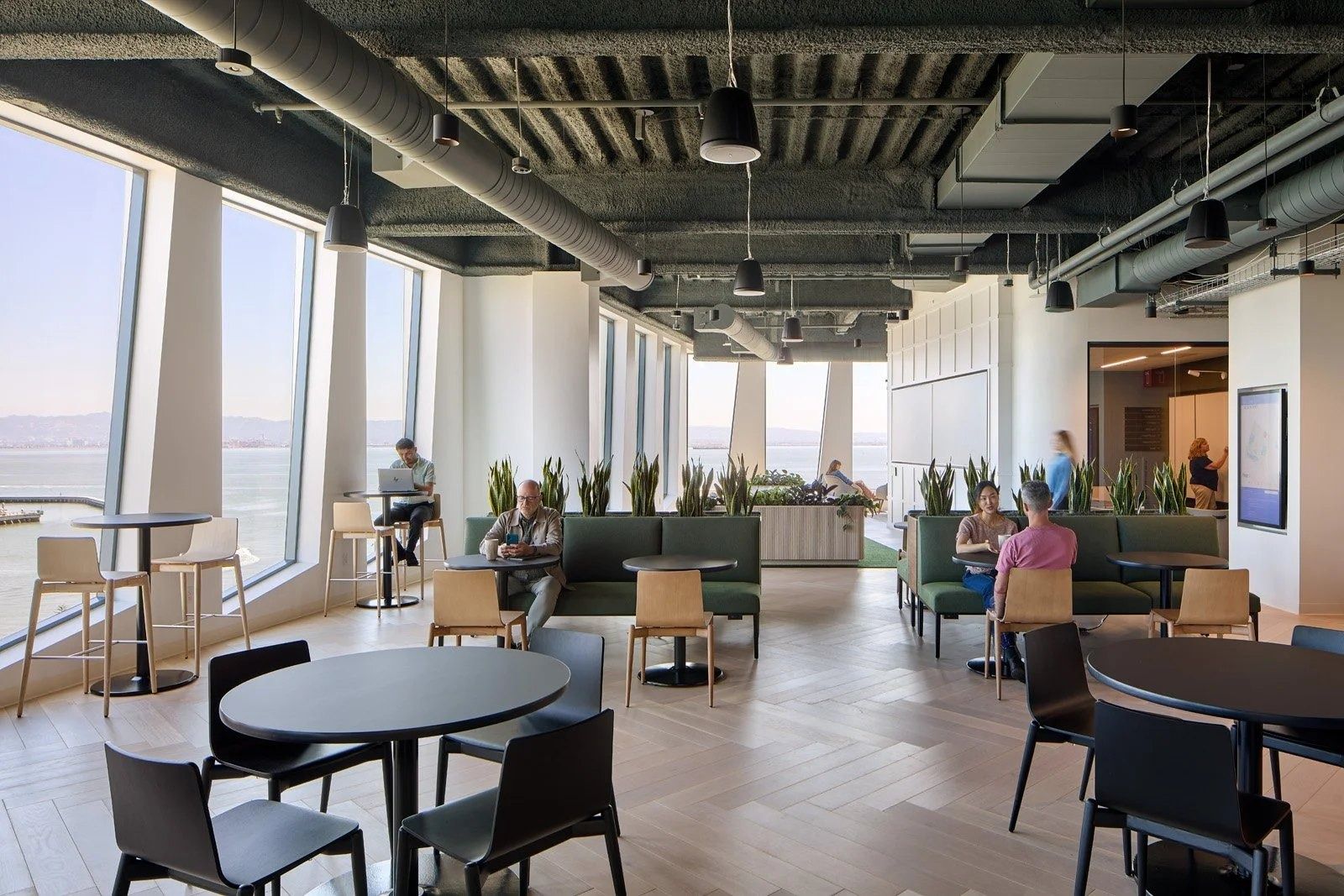 Visa: Bar-height tables with bay views