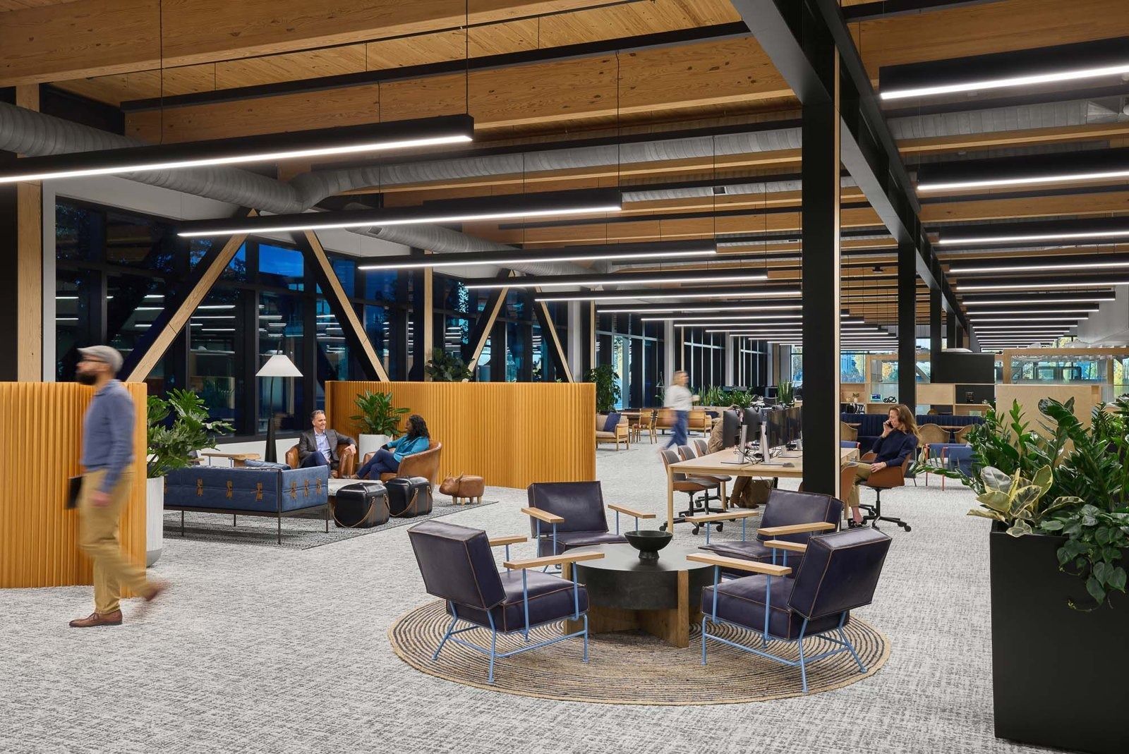 Walmart: A lounge with timber ceilings