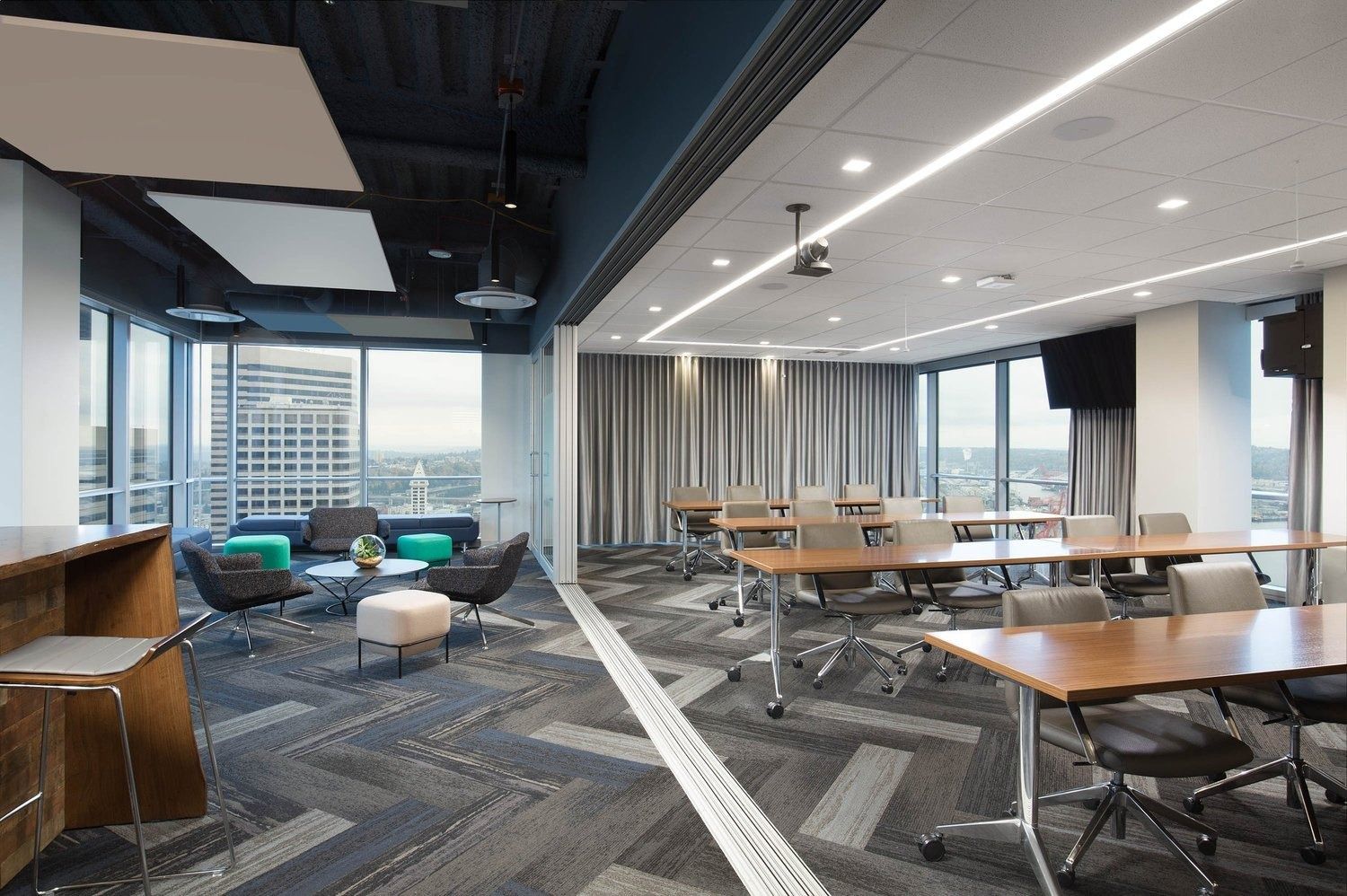 Zillow: Training room and lounge by the windows